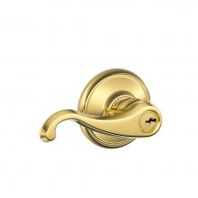 Schlage F51A CLT 605 - Callington Lever Keyed Entry Lock in Bright Brass