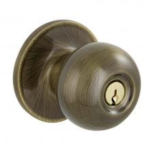 Schlage V54 V JFF 609 - Jeffir Antique Brass Keyed Entry Knob