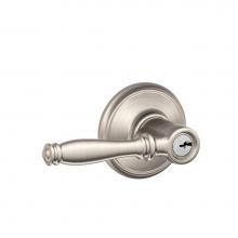 Schlage F51A BIR 619 - Birmingham Lever Keyed Entry Lock in Satin Nickel