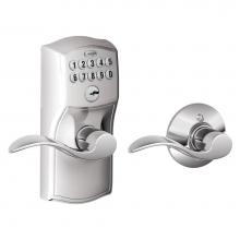 Schlage FE575 V CAM 625 ACC - Accent Keypad Lever with Camelot Trim in Bright Chrome