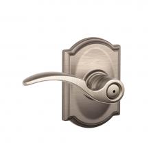 Schlage F40 STA 619 CAM - St. Annes Lever with Camelot Trim Bed and Bath Lock in Satin Nickel