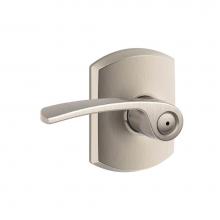 Schlage F40 MER 619 GRW - Merano Lever with Greenwich Trim Bed and Bath Lock in Satin Nickel