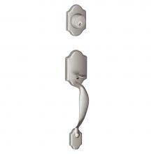 Schlage JH58 PRS 630 - Paris Exterior Handleset Grip with Exterior Single Cylinder Deadbolt in Satin Stainless Steel