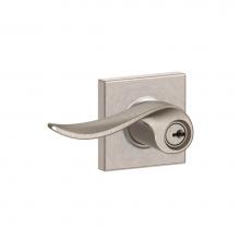 Schlage F51A SAC 619 COL - Sacramento Lever with Collins Trim Keyed Entry Lock in Satin Nickel