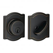 Schlage B60 N GC CAM 716 - Single Cylinder Deadbolt with Camelot Trim in Aged Bronze