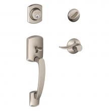 Schlage F60 V GRW 619 SAC - Greenwich Handleset with Single Cylinder Deadbolt and Sacramento Lever