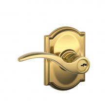 Schlage F51A STA 605 CAM - St. Annes Lever with Camelot Keyed Entry Lock in Bright Brass