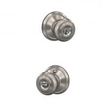 Schlage F51A GC GEO 619 - Georgian Knob Keyed Entry Lock in Satin Nickel