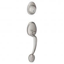 Schlage JH58 BAR 630 - Barcelona Exterior Handleset Grip with Exterior Single Cylinder Deadbolt in Satin Stainless Steel