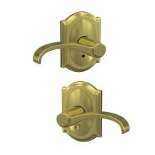 Schlage FC21 WIT 608 CAM - Custom Whitney Lever with Camelot Hall-Closet and Bed-Bath Lock Trim in Satin Brass