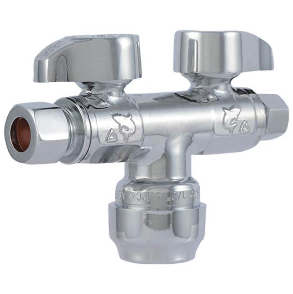 1/2'' x 3/8'' x 1/4'' Dual stop valve