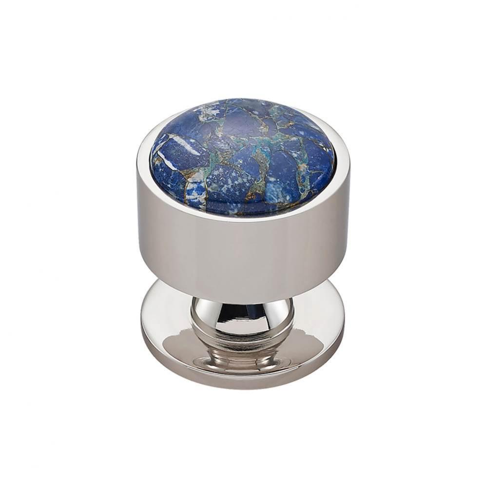 FireSky Mohave Lapis Knob 1 3/8 Inch Polished Nickel Base