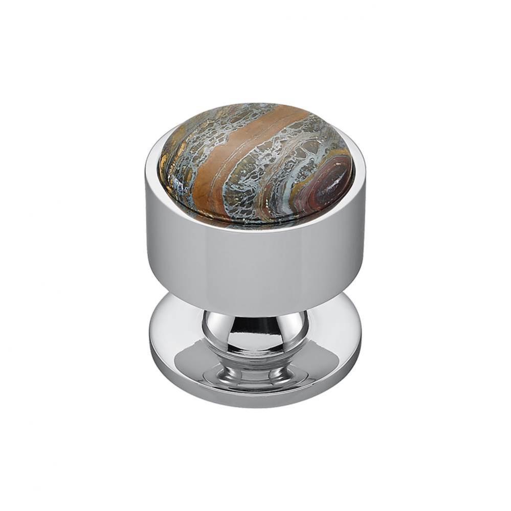 FireSky Iron Tiger Eye Knob 1 3/8 Inch Polished Chrome Base