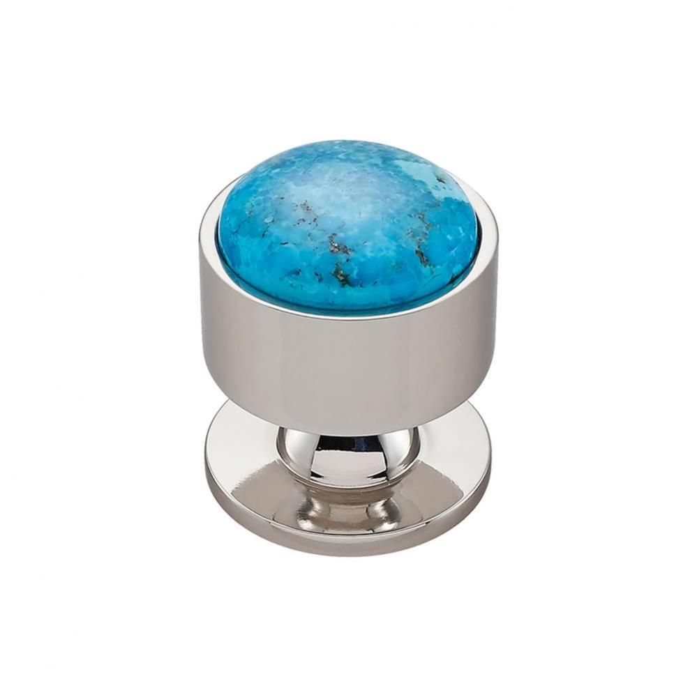 FireSky Mohave Turquoise Knob 1 3/8 Inch Polished Nickel Base