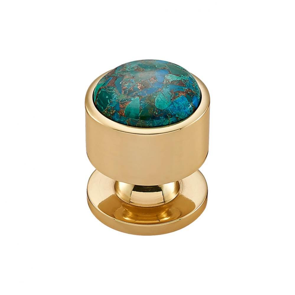 FireSky Mohave Blue Knob 1 1/8 Inch Polished Brass Base