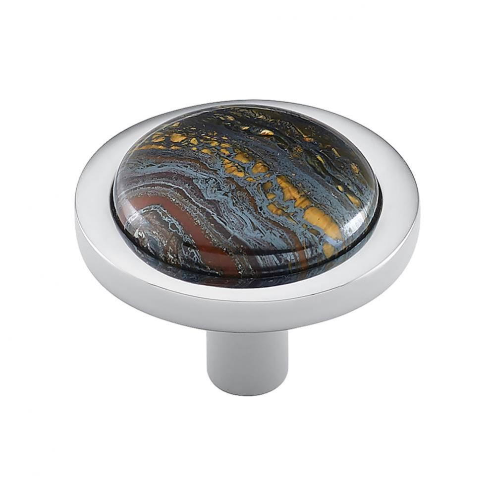 FireSky Iron Tiger Eye Knob 1 9/16 Inch Polished Chrome Base