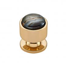 Vesta V7561PB - FireSky Iron Tiger Eye Knob 1 1/8 Inch Polished Brass Base