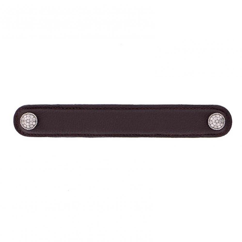 Tiziano, Pull, Leather, Round, 6 Inch, Brown, Satin Nickel