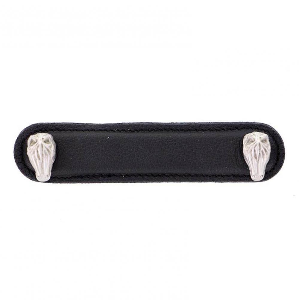 Equestre, Pull, Leather, Horse, 4 Inch, Black, Satin Nickel