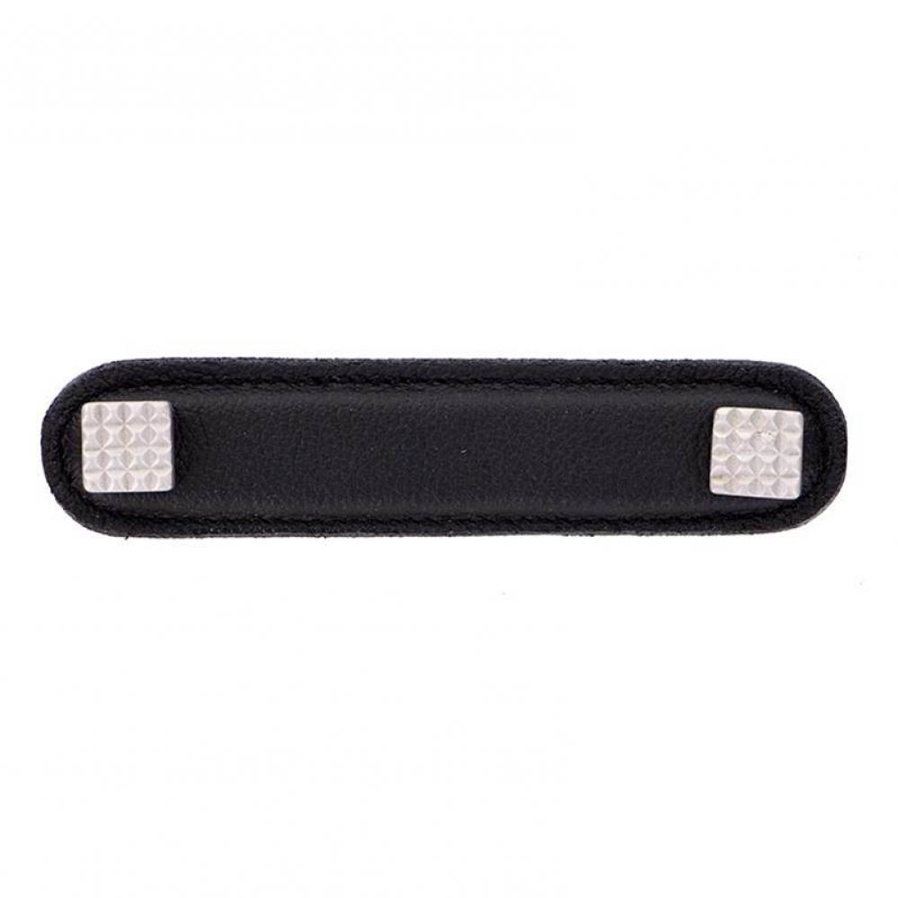 Tiziano, Pull, Leather, Square, 4 Inch, Black, Satin Nickel
