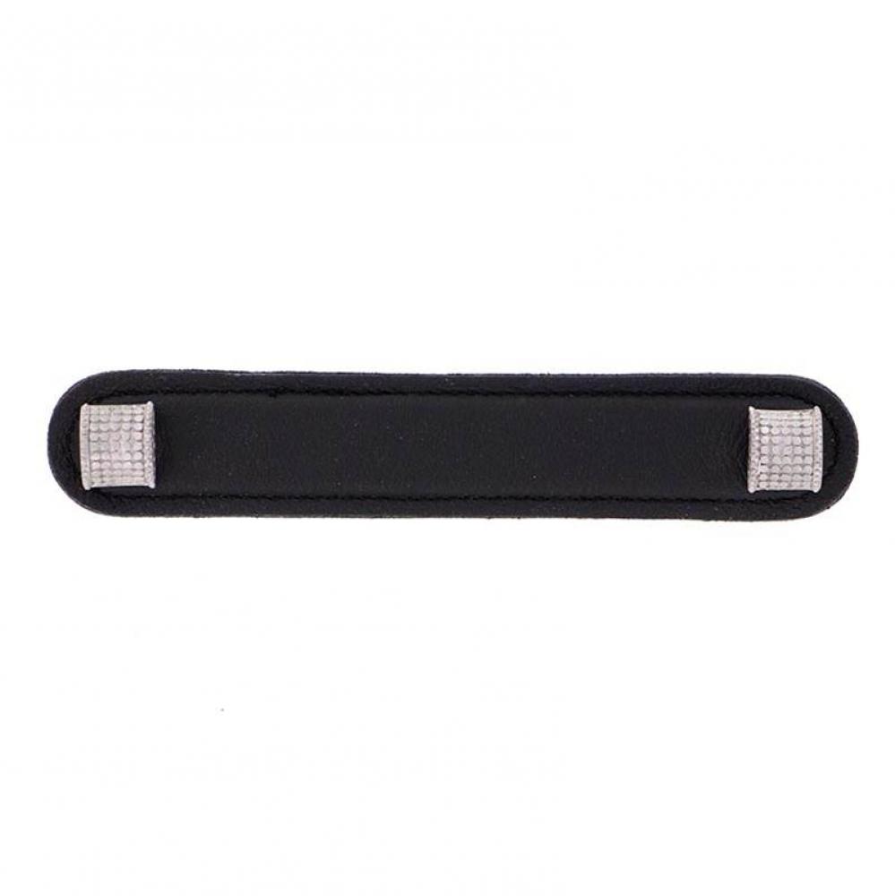 Tiziano, Pull, Leather, Half-Cylindrical, 5 Inch, Black, Satin Nickel