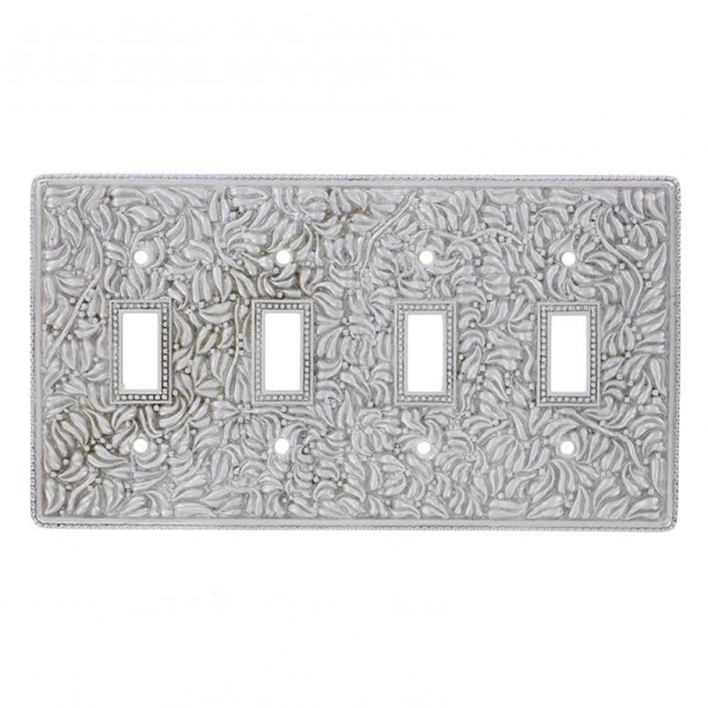 San Michele, Wall Plate, Quad Toggle, Satin Nickel