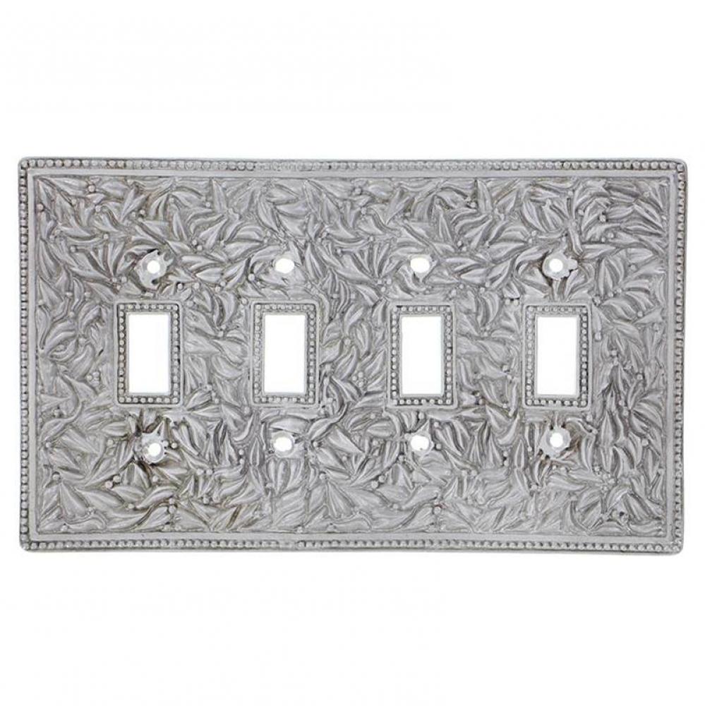 San Michele, Wall Plate, Jumbo, Quad Toggle, Satin Nickel