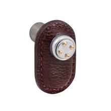 Vicenza Designs K1159-PS-BR - Archimedes, Knob, Large, Leather, Nail Head, Brown, Polished Silver