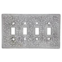 Vicenza Designs WPJ7008-SN - San Michele, Wall Plate, Jumbo, Quad Toggle, Satin Nickel