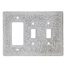 Vicenza Designs WPJ7012-SN - San Michele, Wall Plate, Jumbo, Double Toggle/Dimmer, Satin Nickel