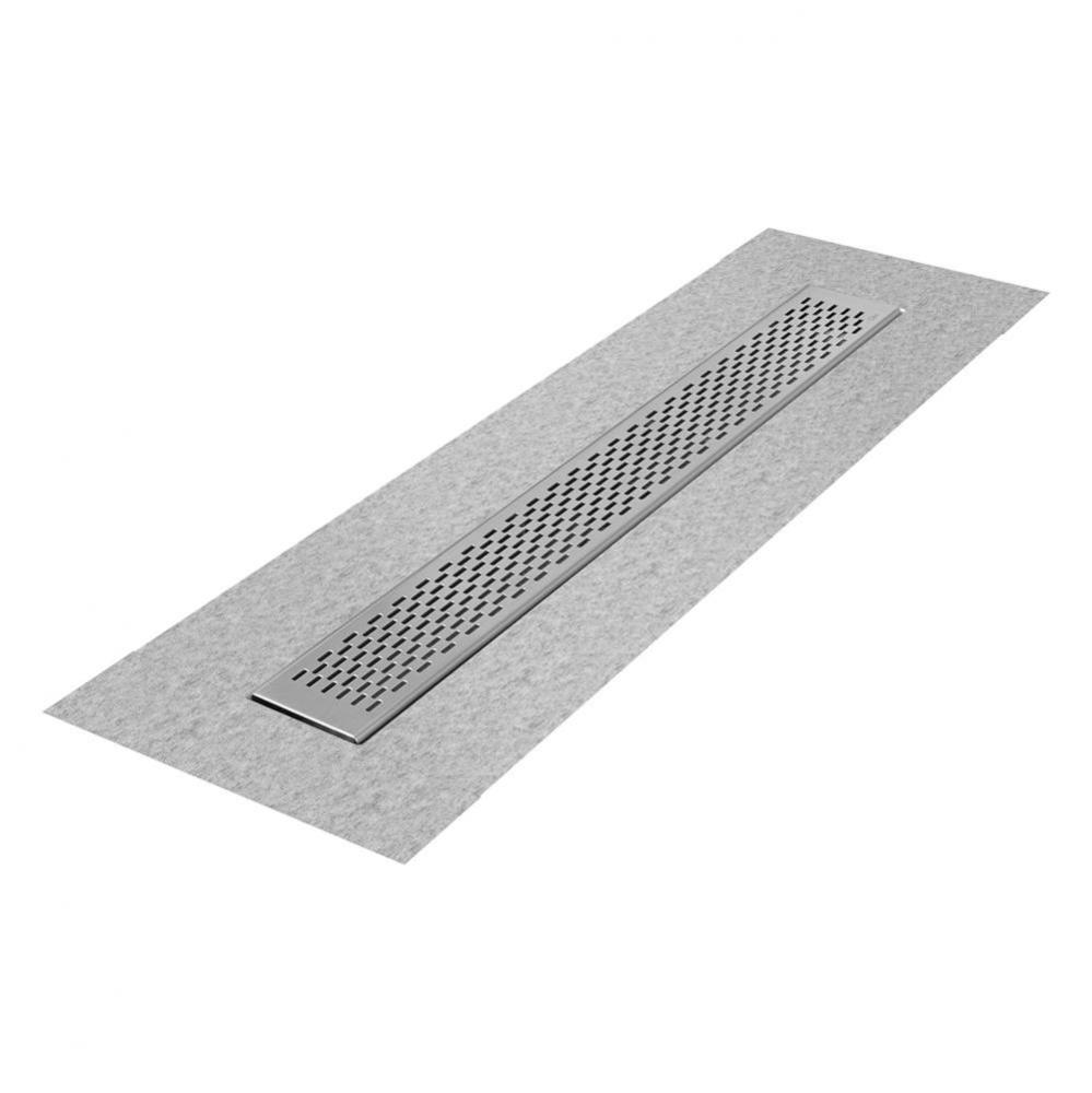 Delmar Series. 48'' Standard length Flange Edge linear drain. Delta Line. Satin