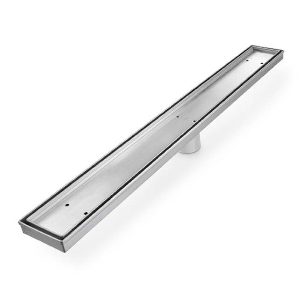 Delmar Series.Flange Edge Base. Mist (Tile-In) linear drain 58'' x 3 3/8''. Sa