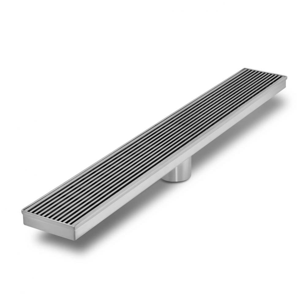 Delmar Series. 36'' Standard length Plain Edge linear drain. Wedgewire Line. Satin