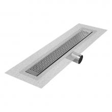 QM Drain 33.400.58FSO ST - Delmar Series. 58'' Standard length Side Outlet linear drain.  Lotus Line. Satin