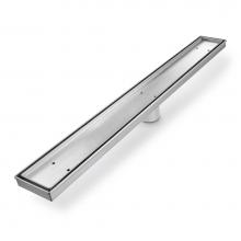 QM Drain 33.500.48 ST - Delmar Series. 48'' Standard length Plain Edge linear drain. Mist (Tile-in) Line. Satin