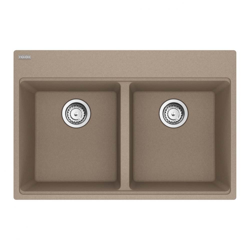 Maris Topmount 31-in x 20.88-in Granite Double Bowl Kitchen Sink in Oyster