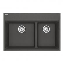 Franke Residential Canada MAG6601611LD-SLG-S - Maris Topmount 31-in x 20.9-in Granite Double Bowl Kitchen Sink in Slate Grey