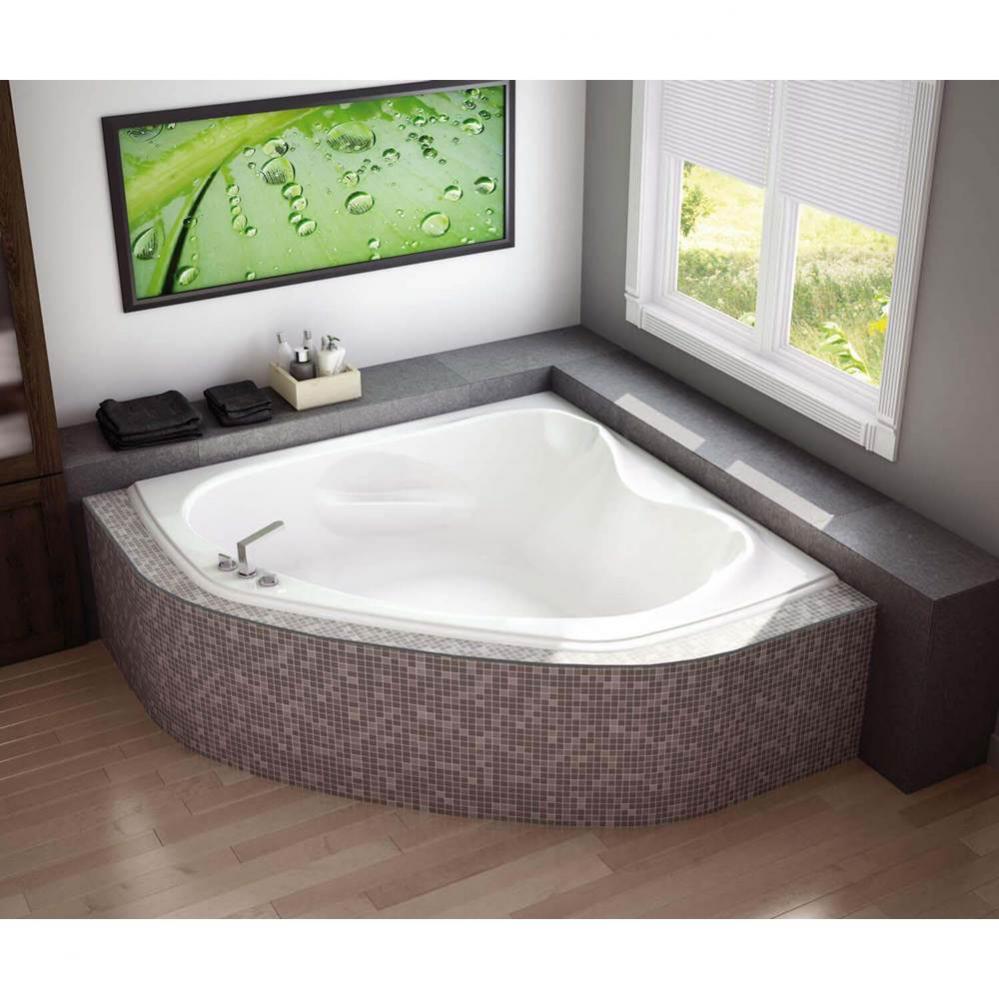 Vichy 54.75 in. x 54.75 in. Corner Bathtub with Whirlpool System Center Drain in White