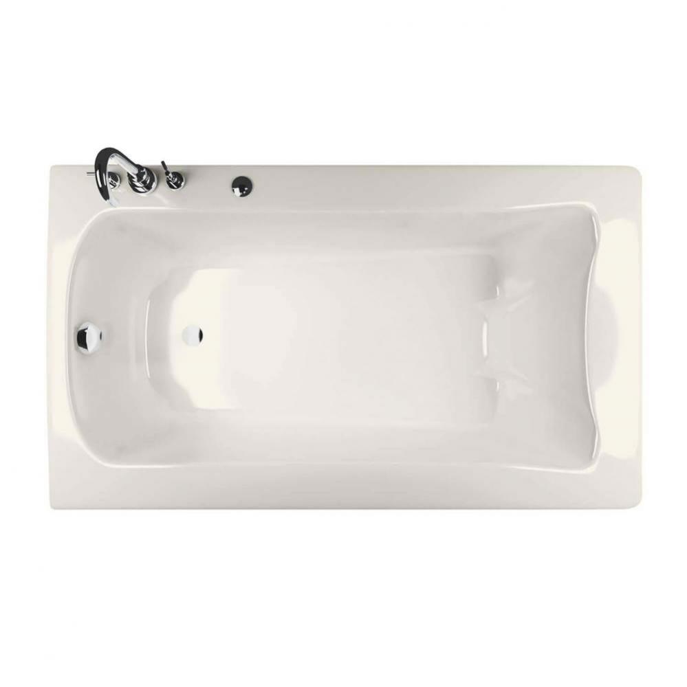 Release 59.625 in. x 36 in. Alcove Bathtub with End Drain in Biscuit