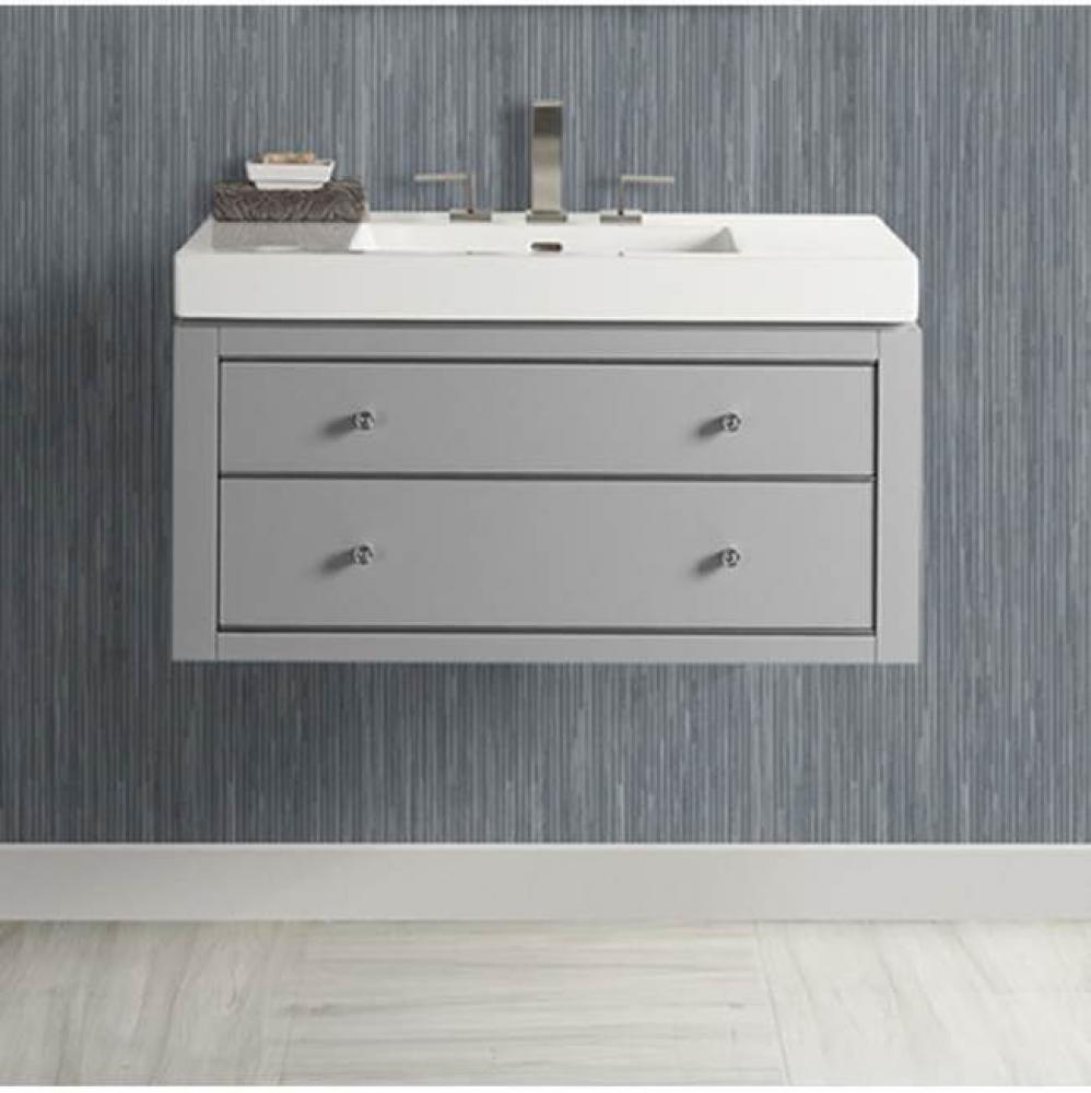 Charlottesville w/Nickel 36x18'' Wall Mount Vanity - Light Gray