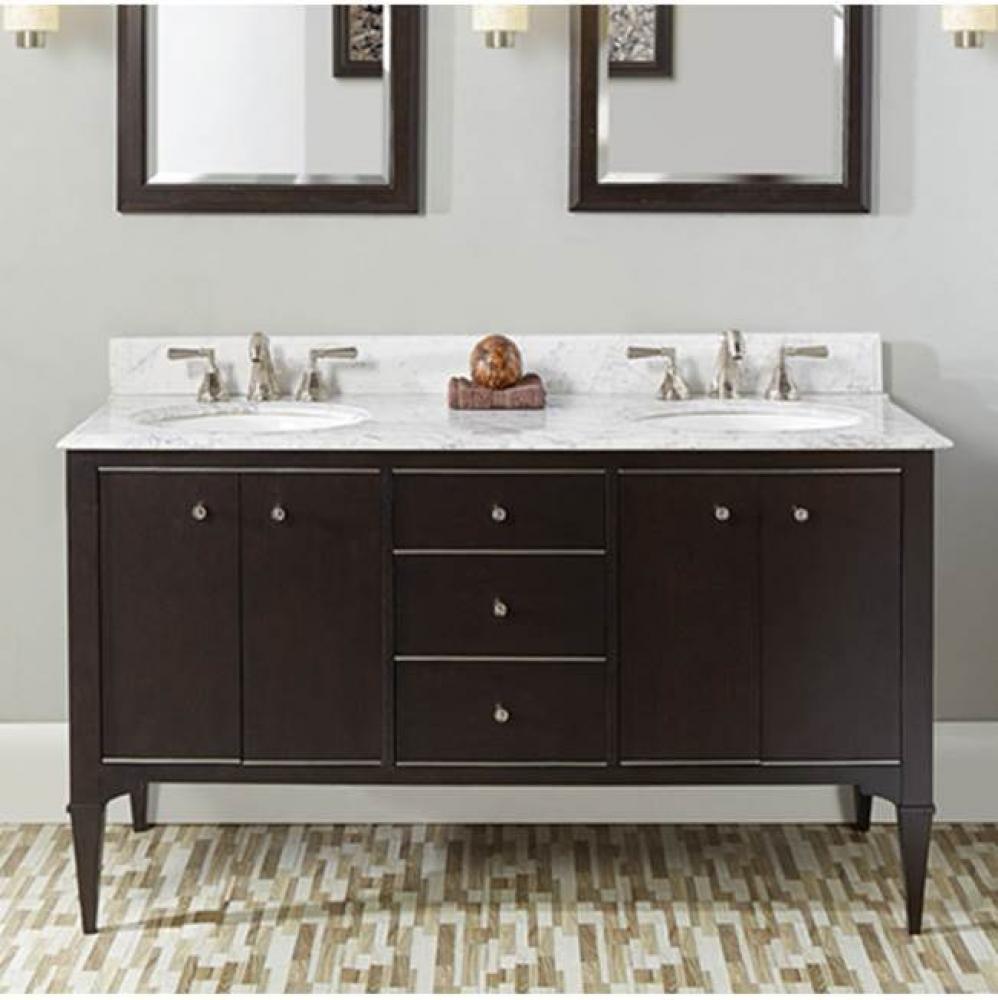 Charlottesville w/Nickel 60'' Double Bowl Vanity - Door - Vintage Black