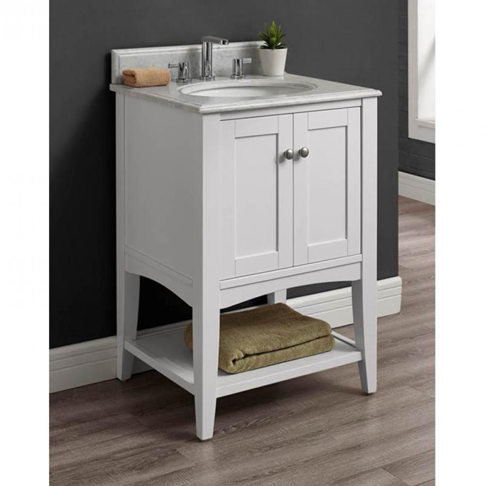 Shaker Americana 24'' Open Shelf Vanity - Polar White