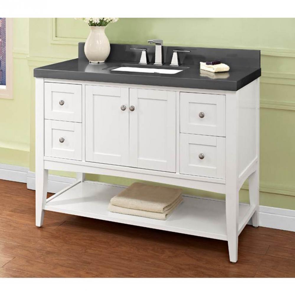 Shaker Americana 48'' Open Shelf Vanity - Polar White