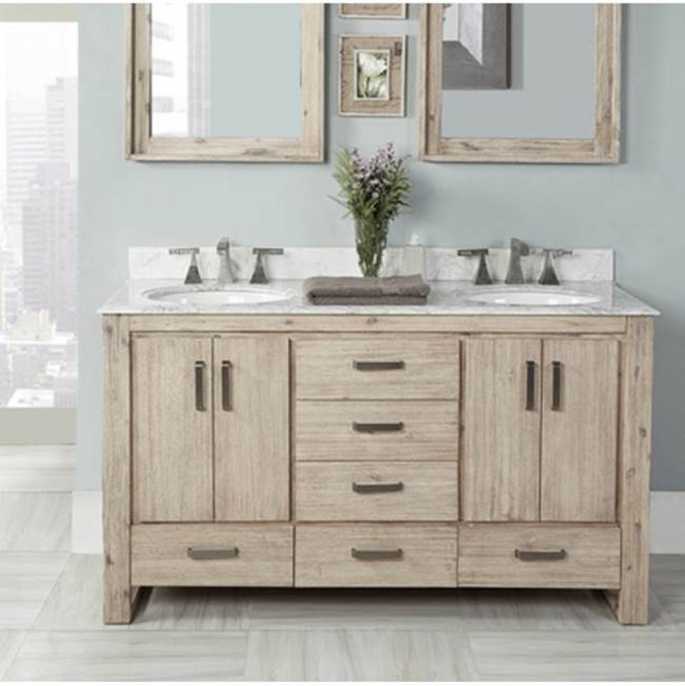 Oasis 60'' Double Bowl Vanity - Sand Pebble