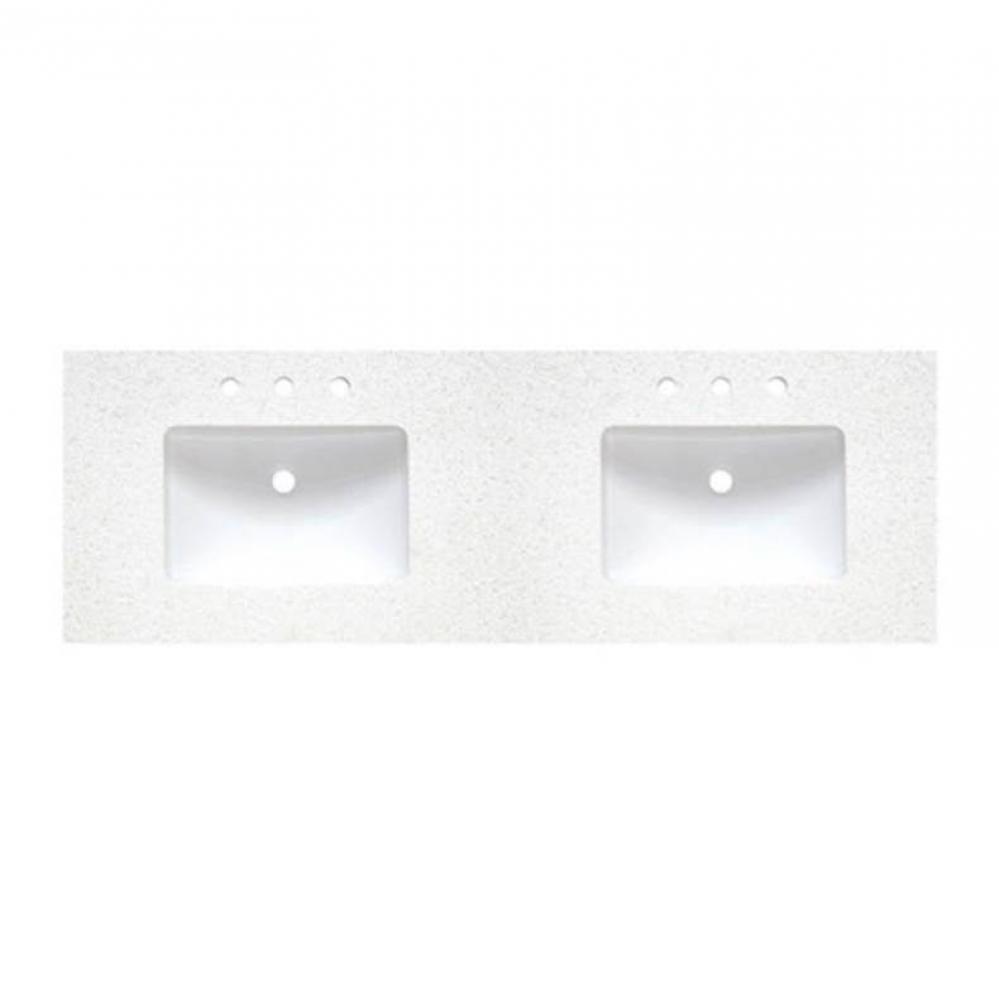 2inch - 60'' Double Bowl Spectre Grey (SG) Quartz Top - 8'' widespread