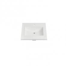 Fairmont Designs Canada TS4-S2522MW1 - 4cm (1½'') 25'' Matte White (MW) Solid Surface Top - single hole