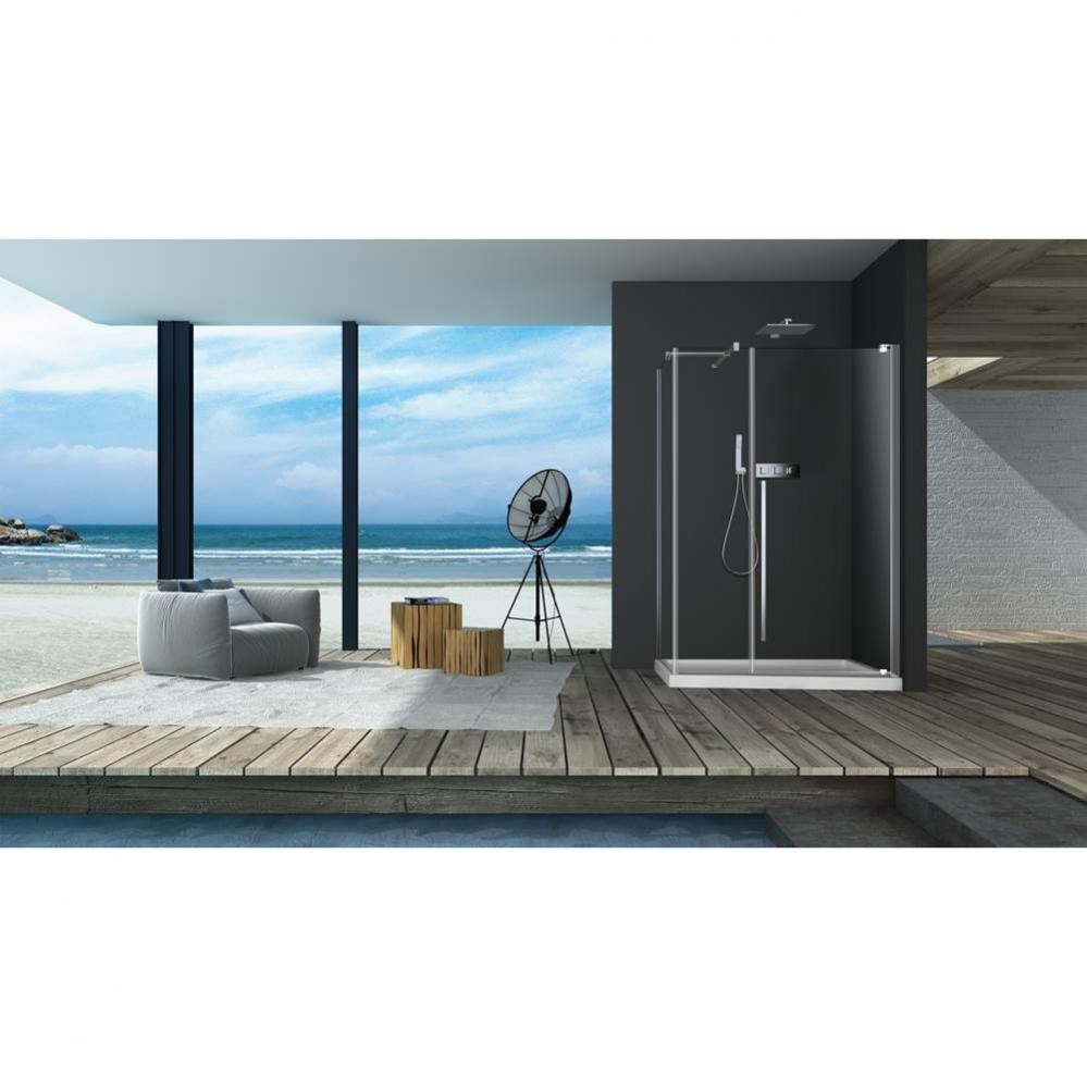 Amaly 54 chrome clear angle shower door + Amaly 36 chrome clear straight side panel