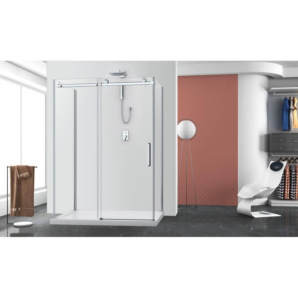 Bellini 60 straight shower door wall closing chrome clair +2x Bellini 36 chrome clear straight sid