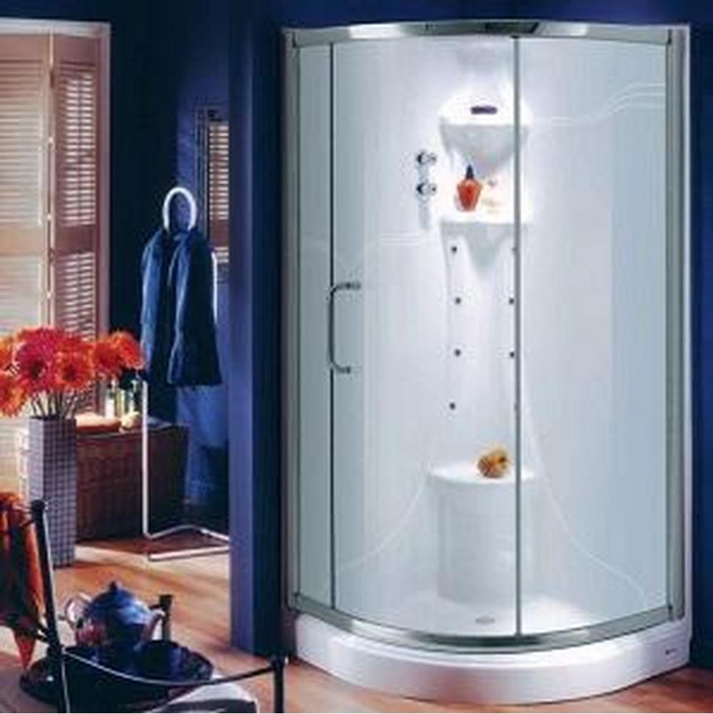 Bellini 36x36 chrome clear round corner shower door right side