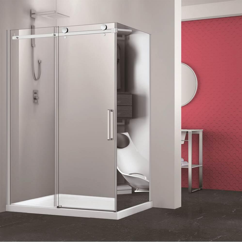 Bellini 54  chrome clear angle straight shower door+Bellini 36 chrome MIRROR  RIGHT straight side